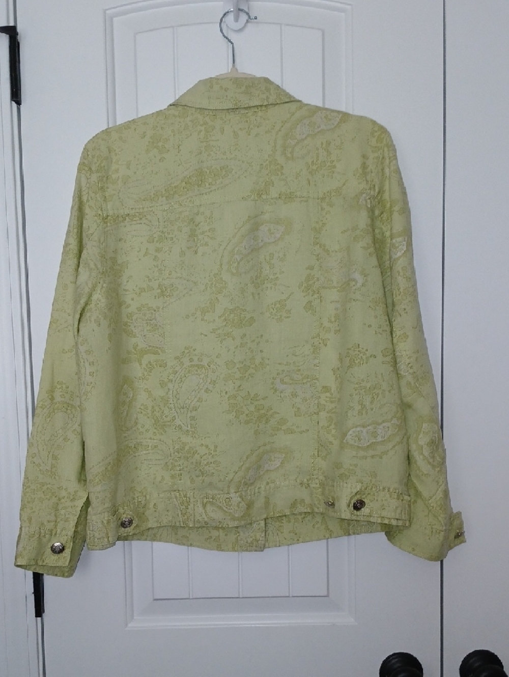 ☀️☀️Carole Little Light Green Paisley Linen Jacket - Picture 5 of 5